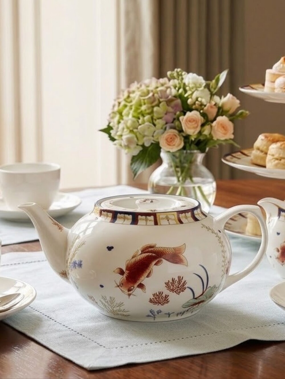 ASIANERA For THE ASIAN SOCIETY  Handpainted Koi Teapot